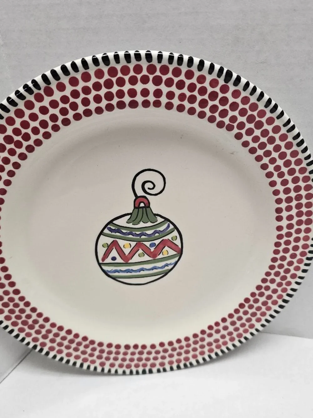 1 Caffco Simply Christmas Ornament Holiday Polka Dots Plate 9” M Bagwell Rare #2
